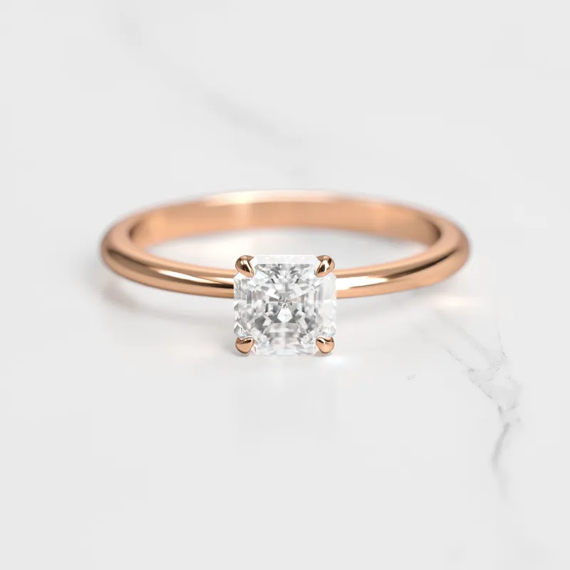 Asscher Tapered Solitaire Diamond Ring view 5