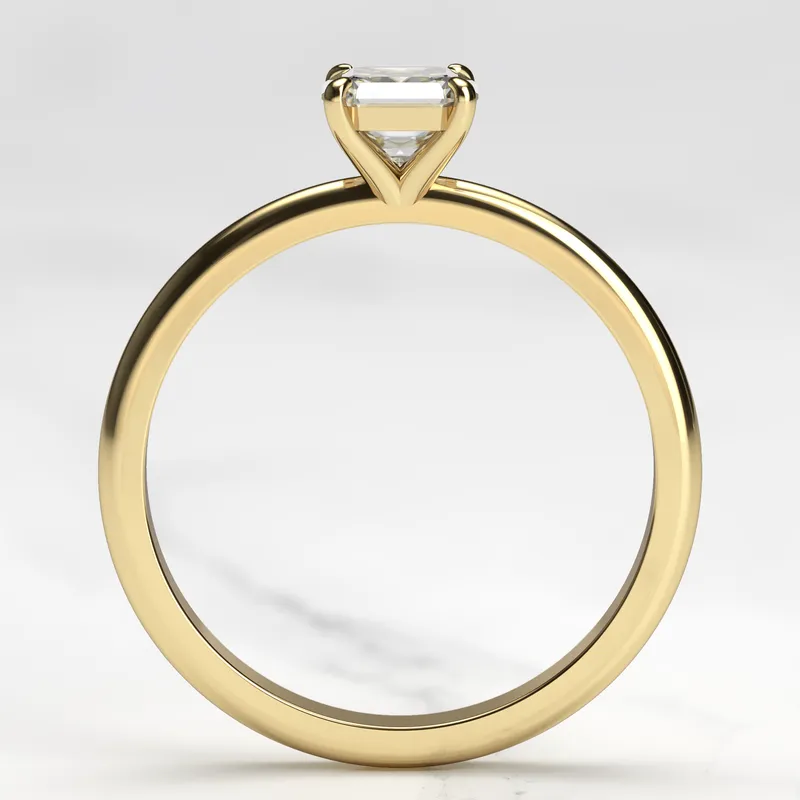 Asscher Tapered Solitaire Diamond Ring view 7