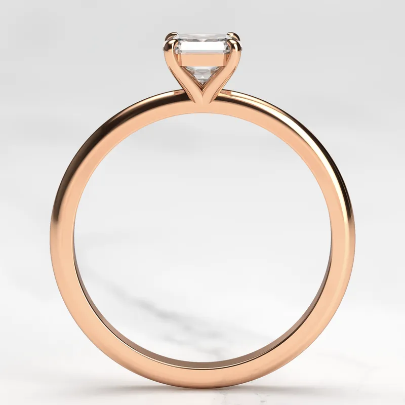 Asscher Tapered Solitaire Diamond Ring view 8