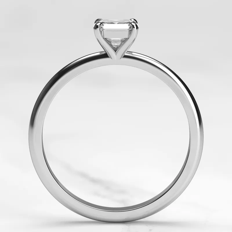 Asscher Tapered Solitaire Diamond Ring view 9