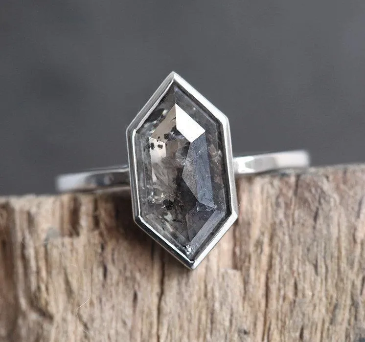 Astrid Hexagon Salt & Pepper Diamond view 2