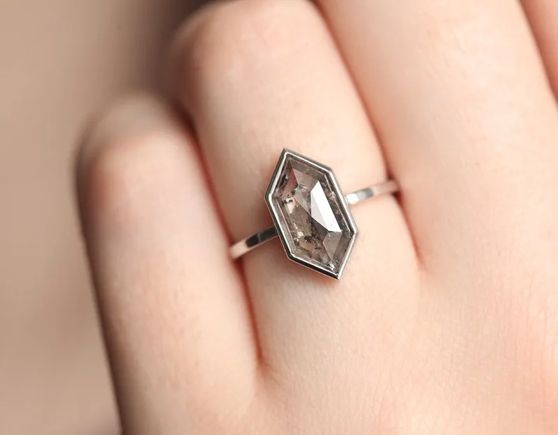 Astrid Hexagon Salt & Pepper Diamond view 3