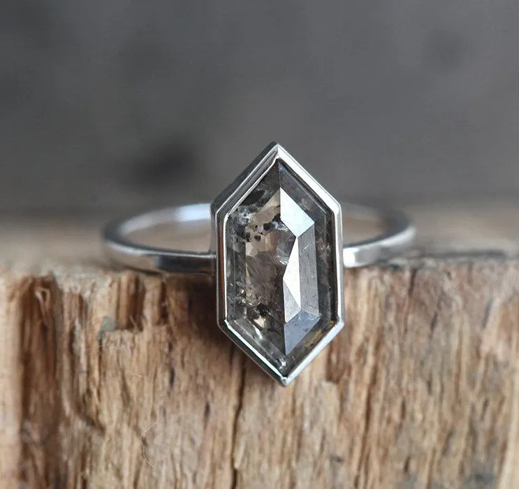 Astrid Hexagon Salt & Pepper Diamond view 4