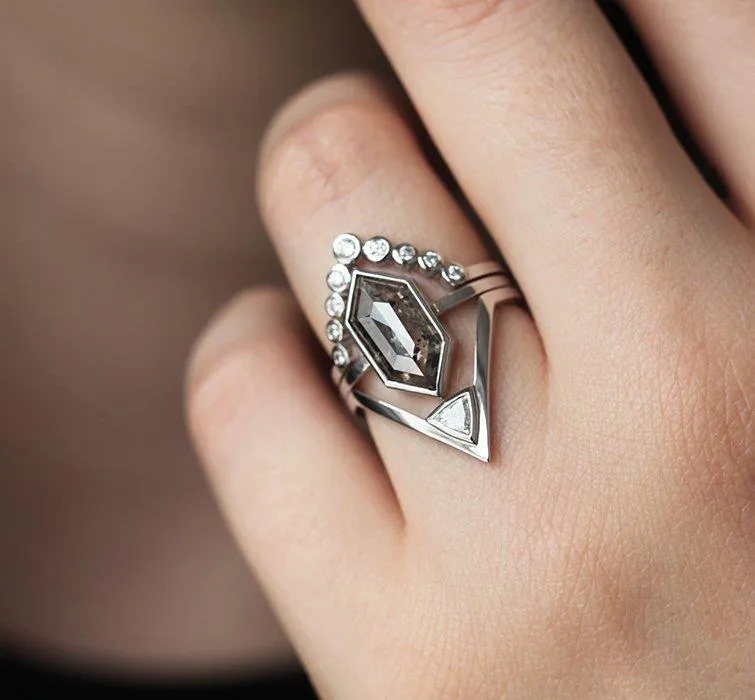Astrid Hexagon Salt & Pepper Diamond view 7