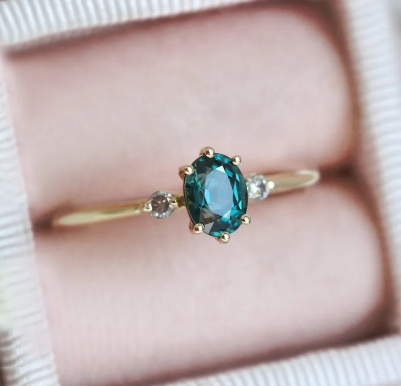 Athena Ceylon Sapphire And White Diamond Ring view 2