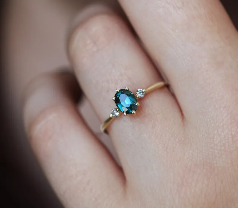 Athena Ceylon Sapphire And White Diamond Ring view 3