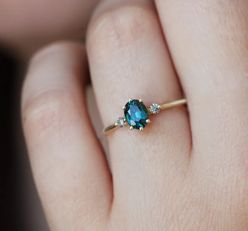 Athena Ceylon Sapphire And White Diamond Ring view 4