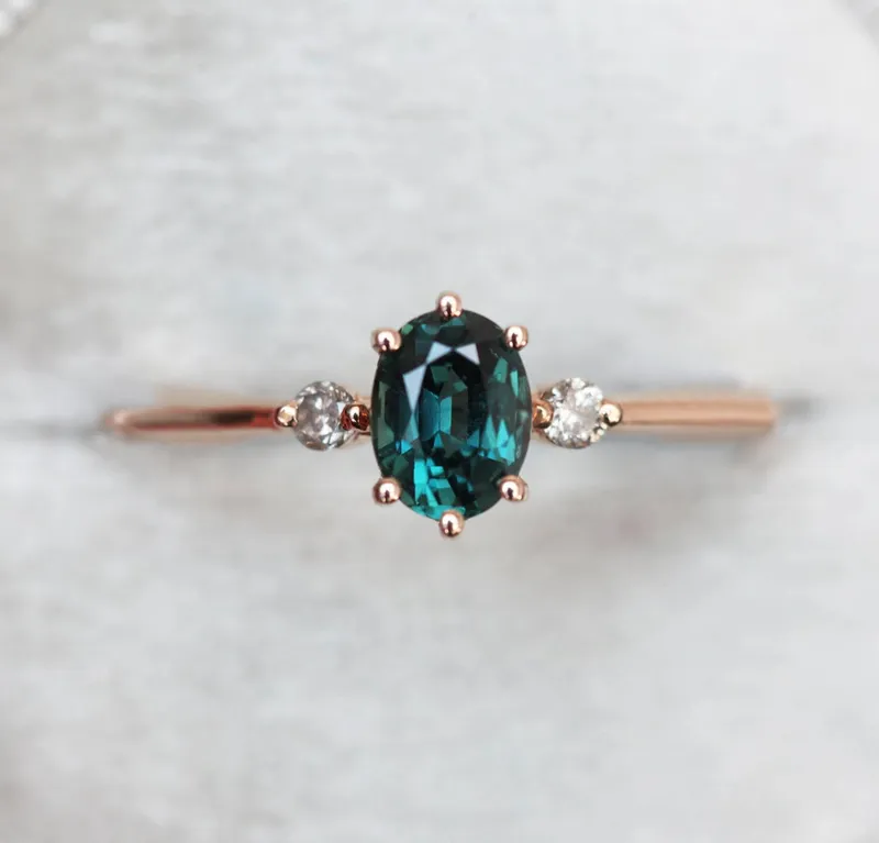 Athena Ceylon Sapphire And White Diamond Ring view 6