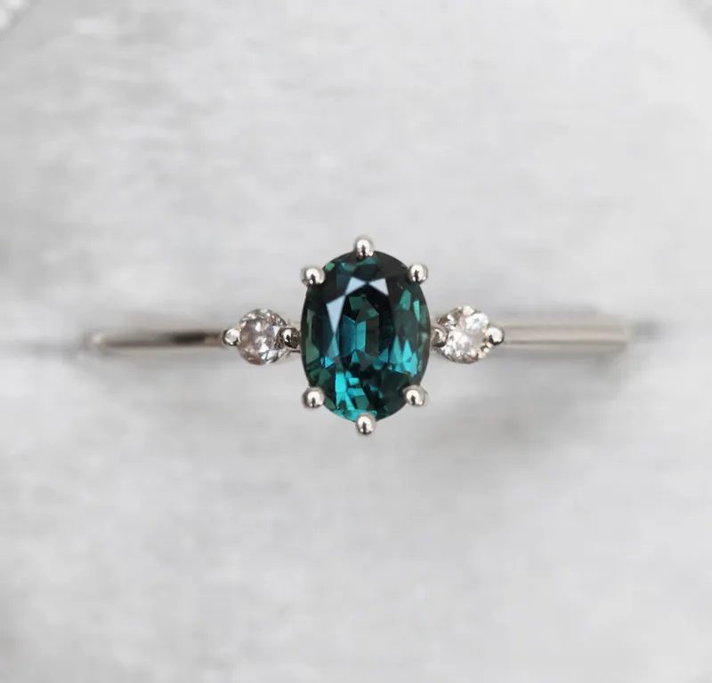 Athena Ceylon Sapphire And White Diamond Ring view 7