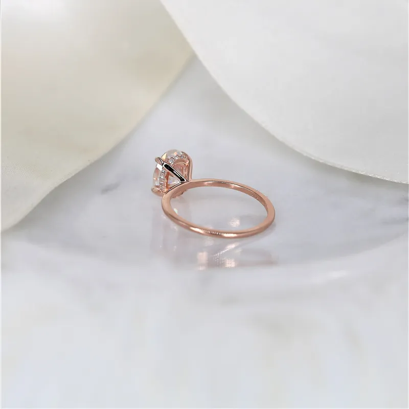 2ct Audrey 9x7mm 14kt Rose Gold Moissanite Oval Hidden Halo Ring vy 4
