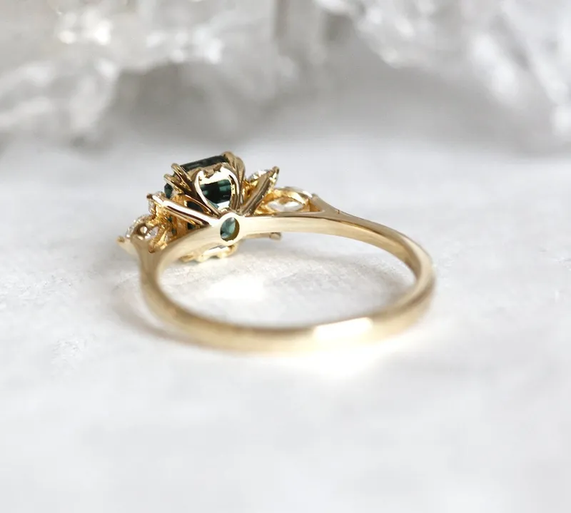 Ava Teal Sapphire Diamond Ring view 6