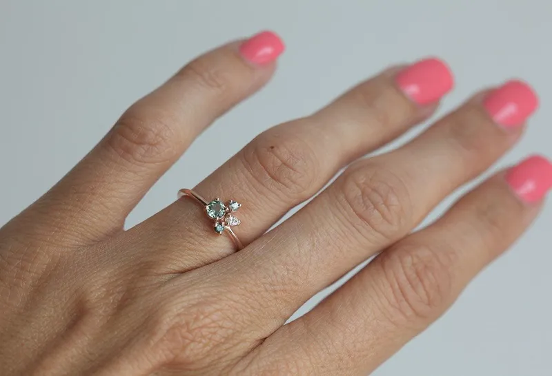 Avis Mint Tourmaline Cluster Ring view 2