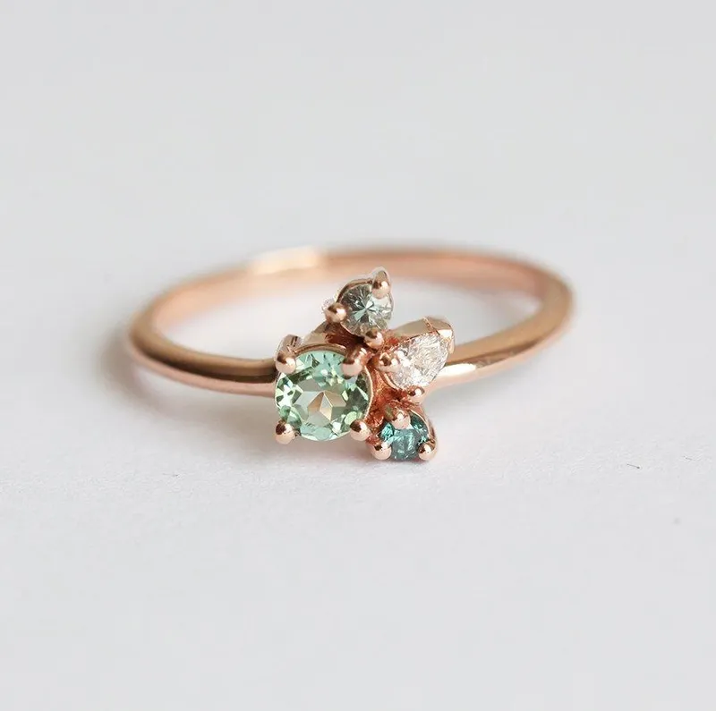 Avis Mint Tourmaline Cluster Ring view 3