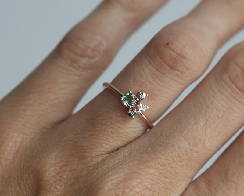 Avis Mint Tourmaline Cluster Ring view 4