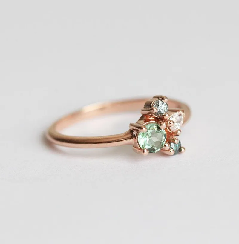 Avis Mint Tourmaline Cluster Ring view 5
