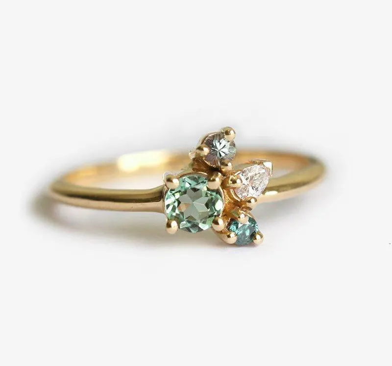 Avis Mint Tourmaline Cluster Ring view 6