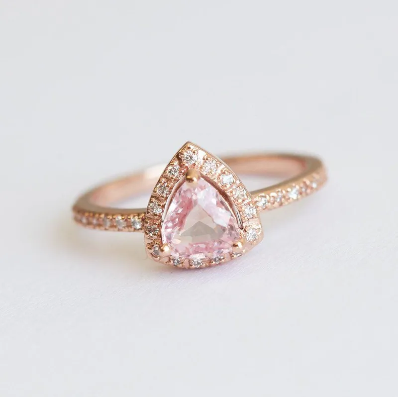 AVYANNA PEACH SAPPHIRE DIAMOND RING view 2