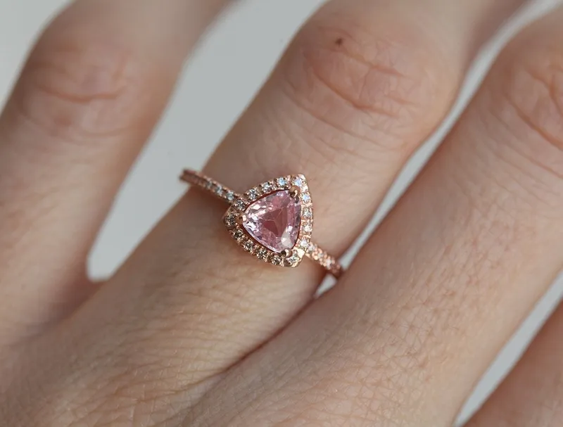 AVYANNA PEACH SAPPHIRE DIAMOND RING view 3