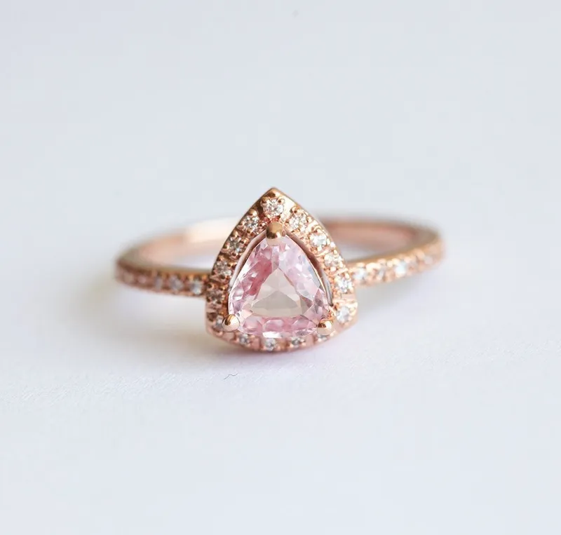 AVYANNA PEACH SAPPHIRE DIAMOND RING view 4