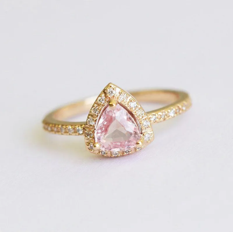 AVYANNA PEACH SAPPHIRE DIAMOND RING view 5