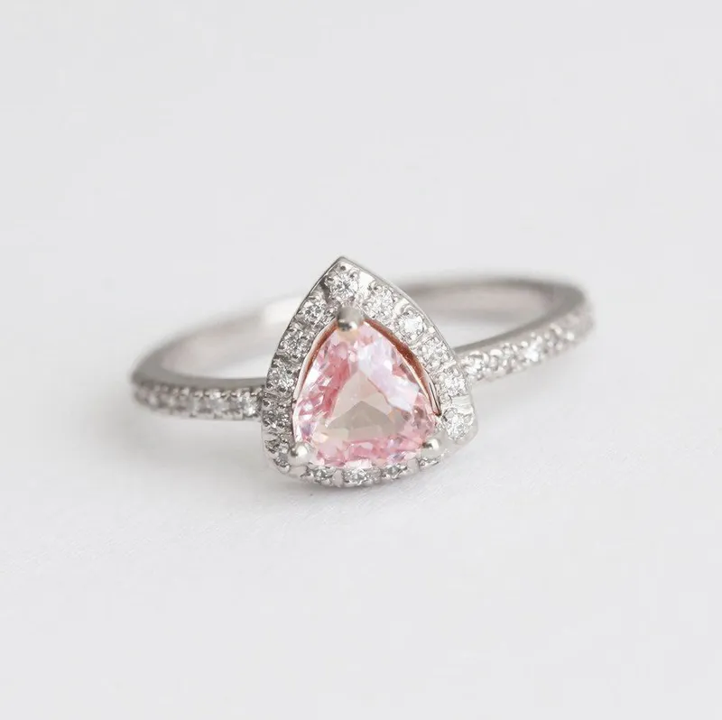 AVYANNA PEACH SAPPHIRE DIAMOND RING view 6