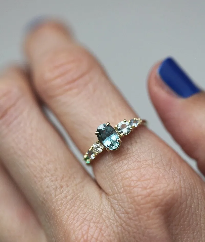 Azariah Blue Sapphire Cluster Ring vy 2