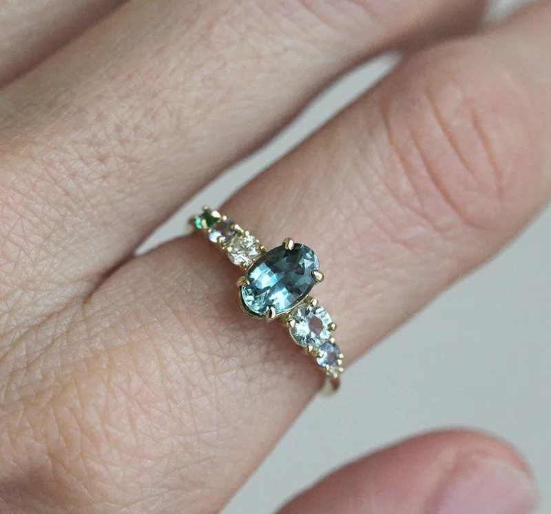 Azariah Blue Sapphire Cluster Ring vy 3