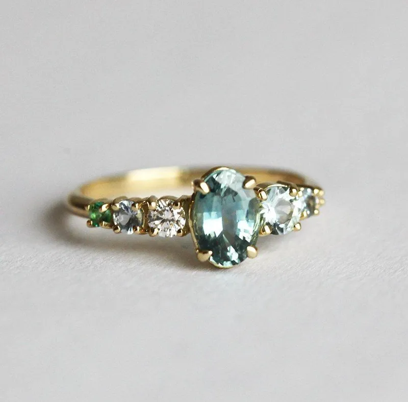 Azariah Blue Sapphire Cluster Ring vy 4