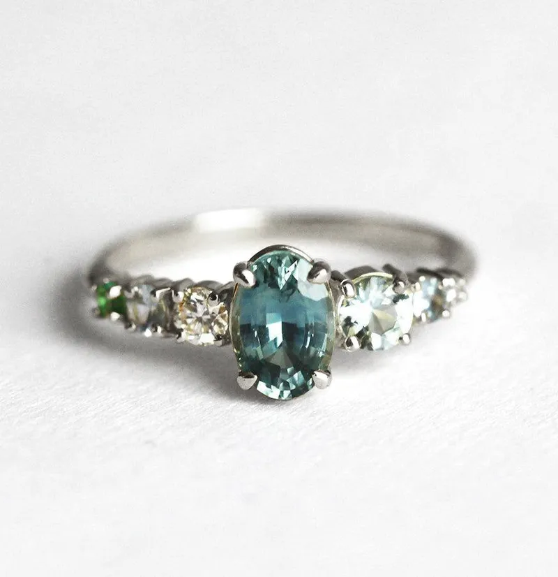 Azariah Blue Sapphire Cluster Ring vy 6