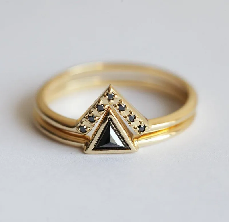 Black Diamond Ring, Black Diamond Wedding Ring Set view 3
