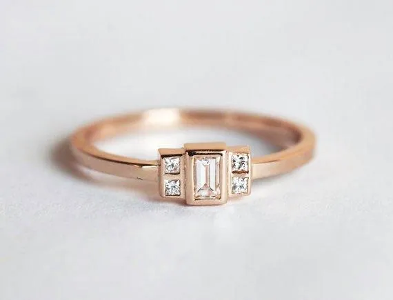 Baguette Diamond Ring, Baguette Engagement Ring view 2