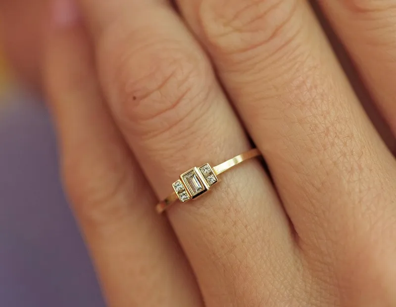 Baguette Diamond Ring, Baguette Engagement Ring view 3