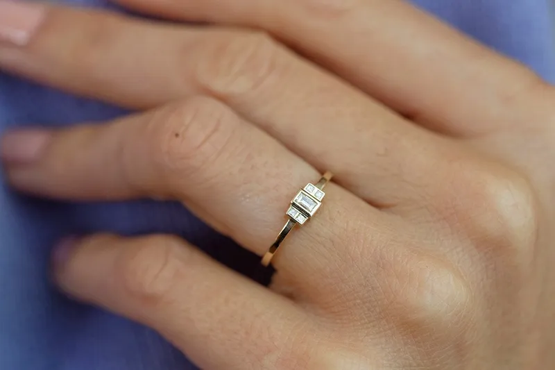 Baguette Diamond Ring, Baguette Engagement Ring view 5