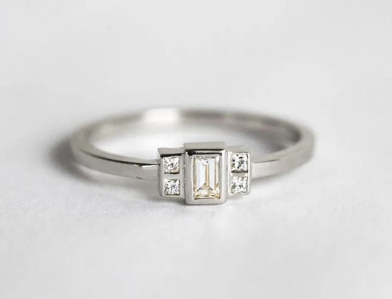 Baguette Diamond Ring, Baguette Engagement Ring view 6