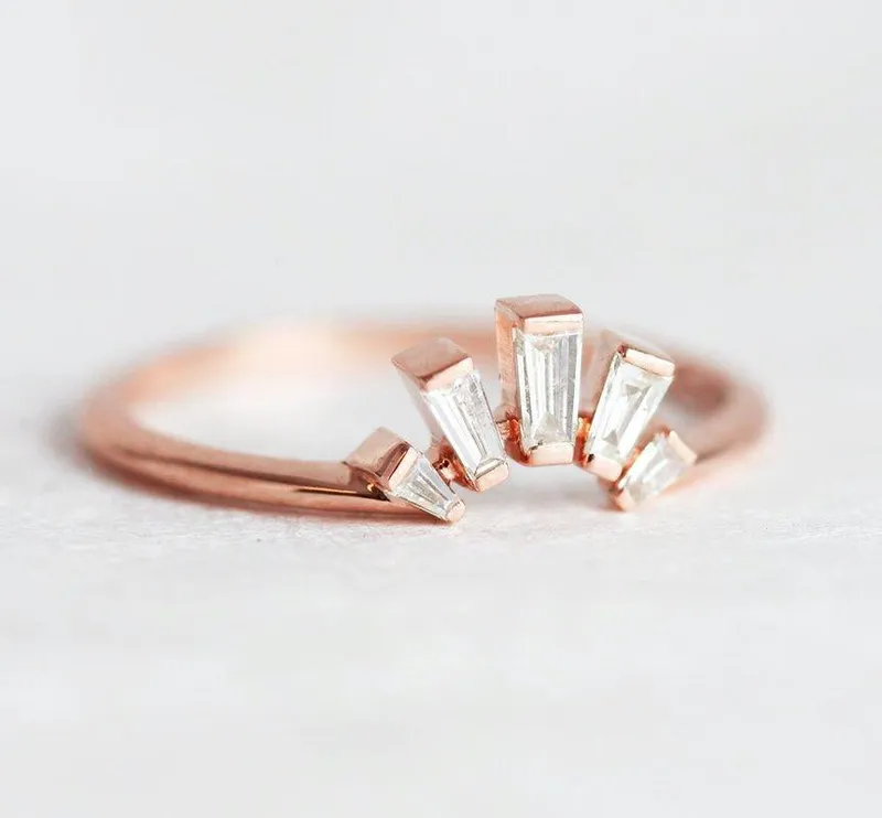 Baguette Diamond Ring, Baguette Wedding Ring view 6