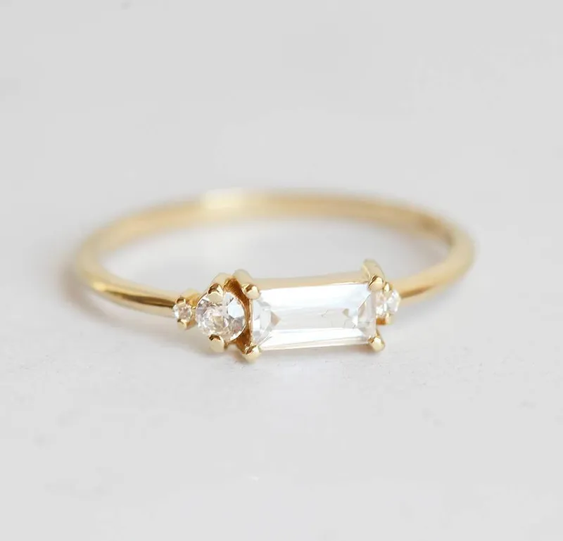 Baguette Diamond Ring, Baguette Engagement Ring view 4