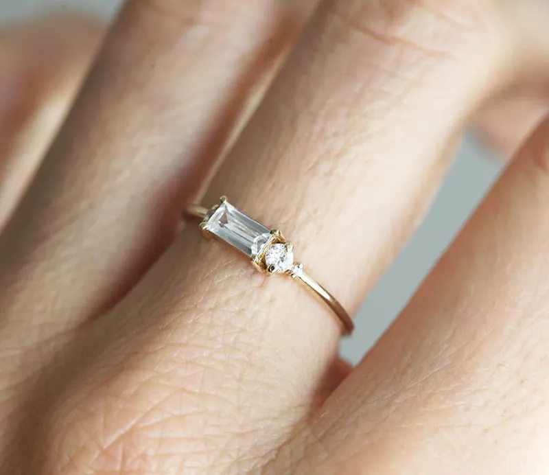 Baguette Diamond Ring, Baguette Engagement Ring view 5