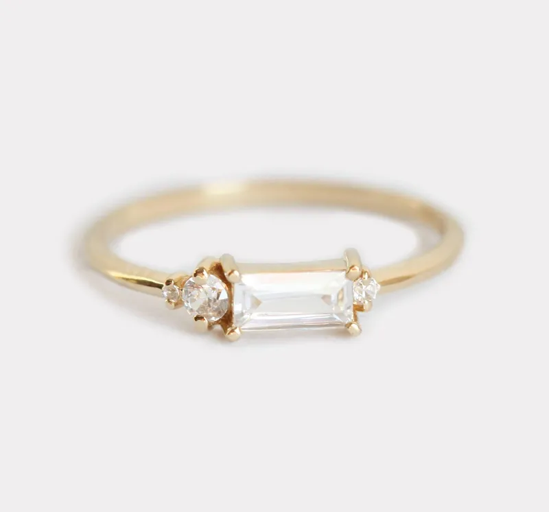 Baguette Diamond Ring, Baguette Engagement Ring view 6
