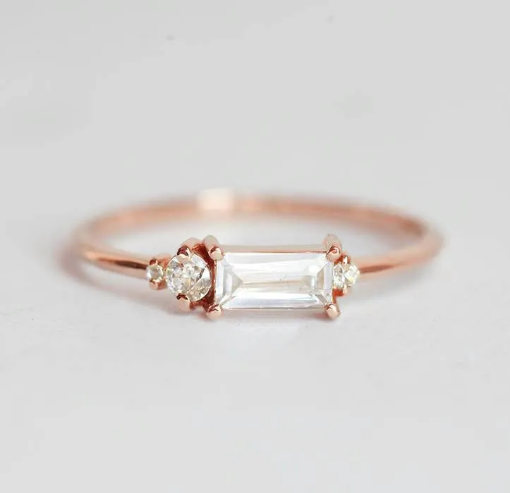 Baguette Diamond Ring, Baguette Engagement Ring view 7