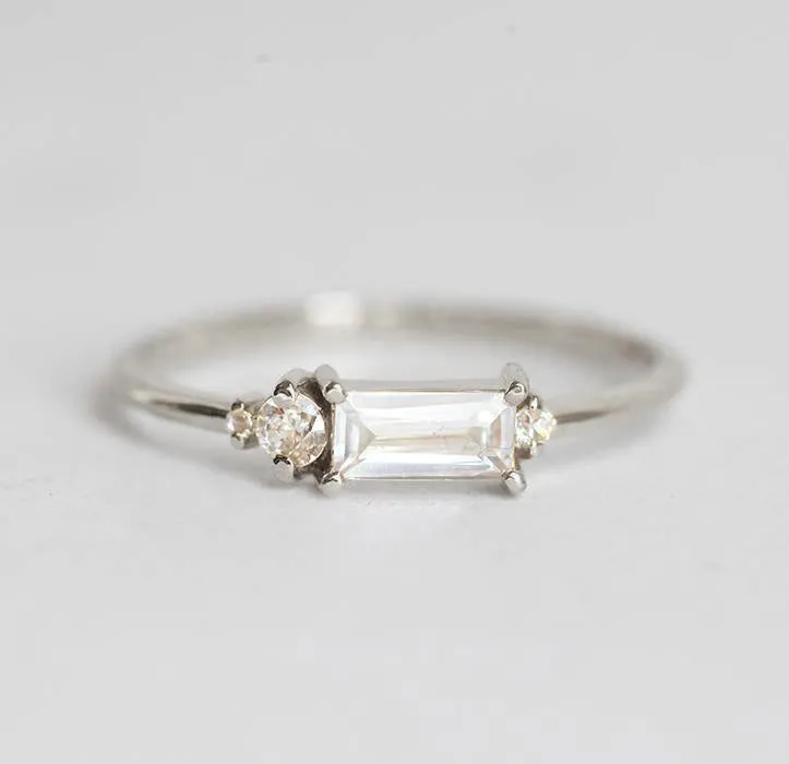 Baguette Diamond Ring, Baguette Engagement Ring view 8