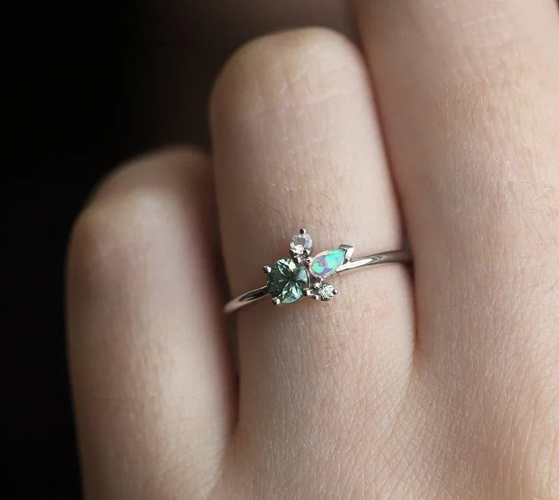 Bailey Green Sapphire Cluster Ring vy 2