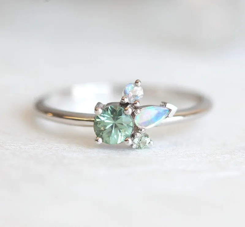 Bailey Green Sapphire Cluster Ring vy 3