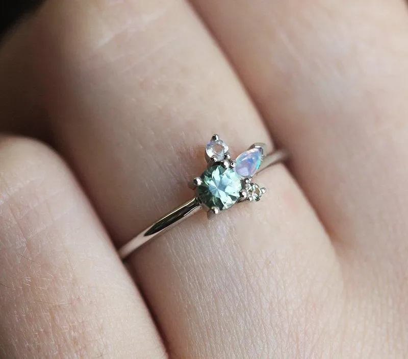 Bailey Green Sapphire Cluster Ring vy 4