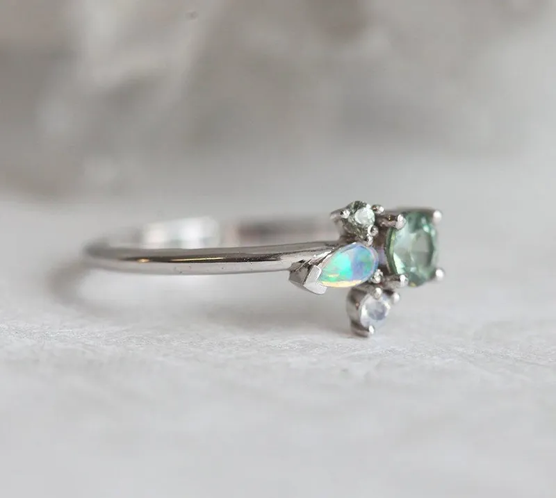 Bailey Green Sapphire Cluster Ring vy 5