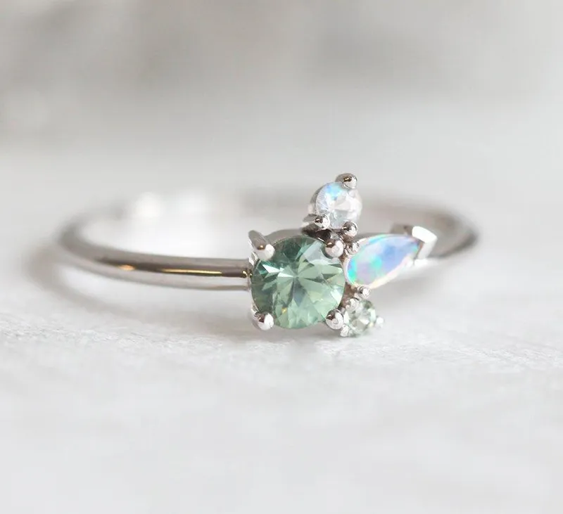 Bailey Green Sapphire Cluster Ring vy 6