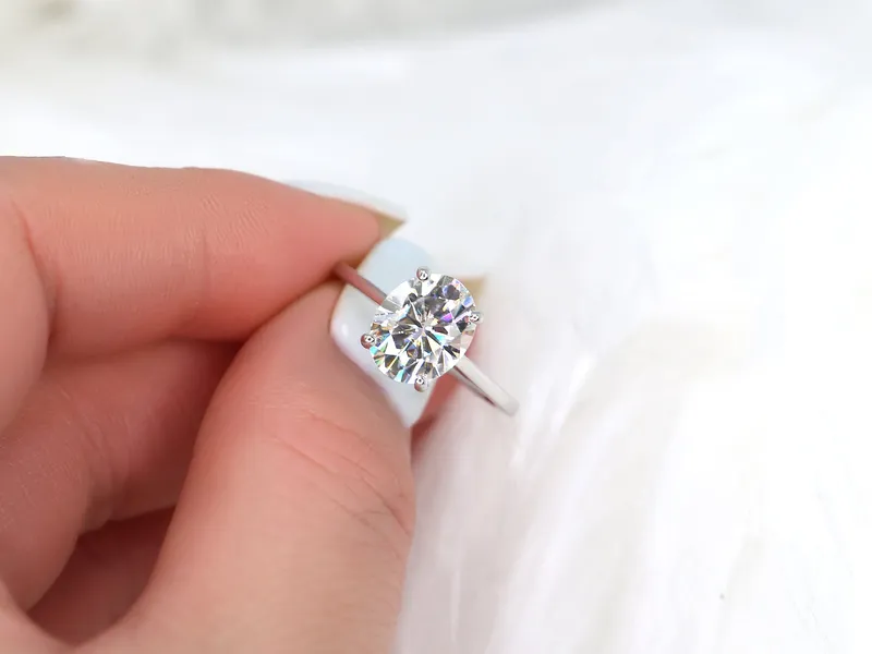 3ct Ready to Ship Bailey 10x8mm 14kt WHITE Gold Moissanite Dainty Oval Solitaire Ring vy 4