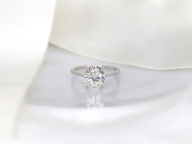 3ct Bailey 10x8mm 14kt Gold Moissanite Dainty Oval Solitaire Ring vy 6