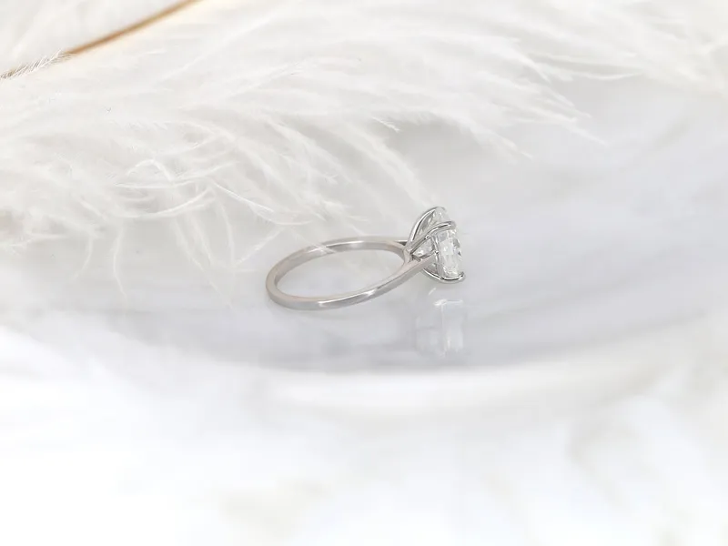 3ct Ready to Ship Bailey 10x8mm 14kt WHITE Gold Moissanite Dainty Oval Solitaire Ring vy 3