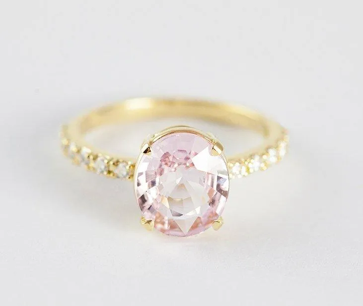 Bay Peach Sapphire Diamond Ring view 2