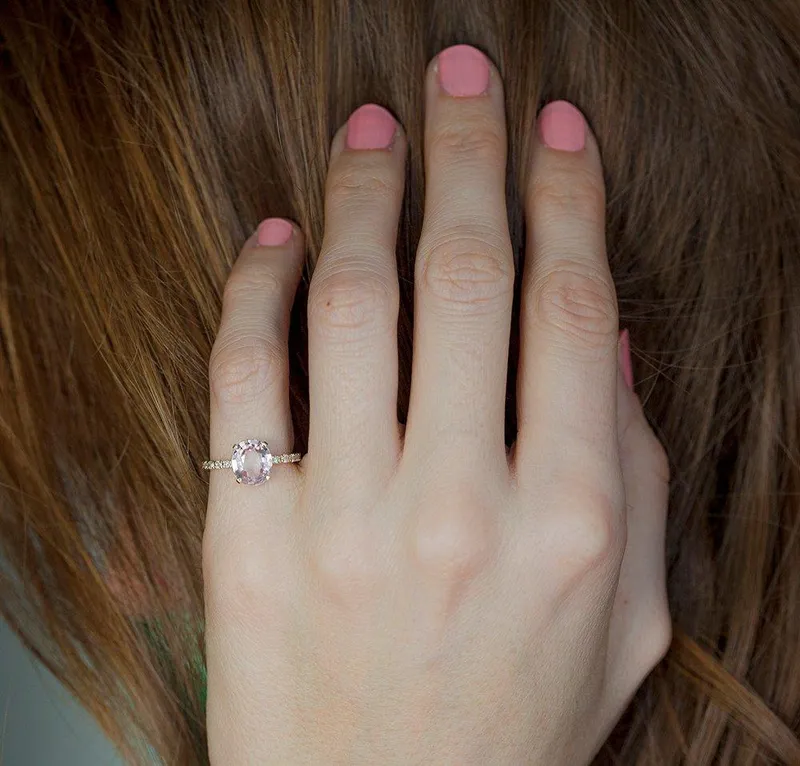 Bay Peach Sapphire Diamond Ring view 3